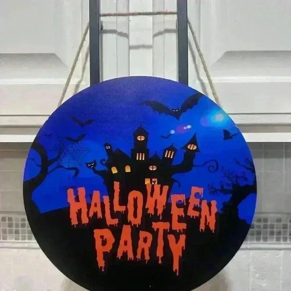 Halloween Party door Hanger Decor / Blue, Orange, & Black - Picture 1 of 8